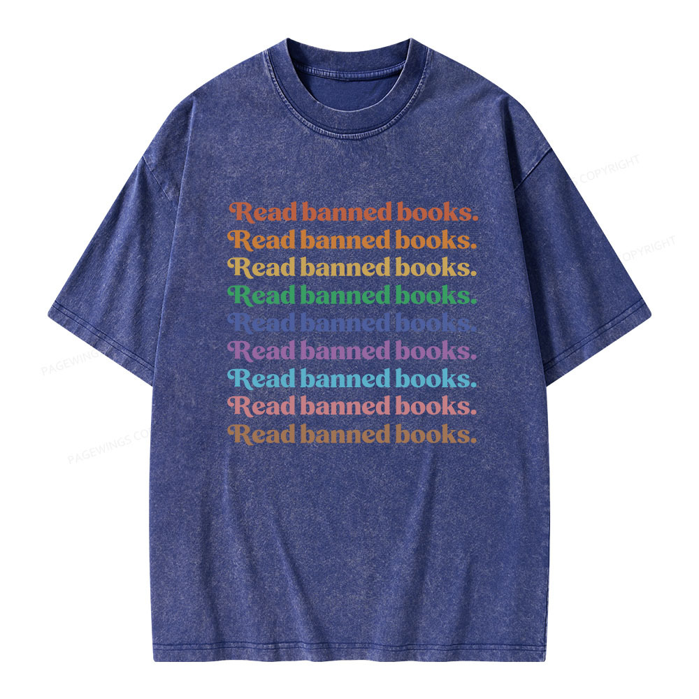 Pagewings Read Banned Books Unisex Washed T-shirt
