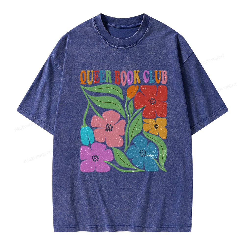 Pagewings Queer Book Club Unisex Washed T-shirt