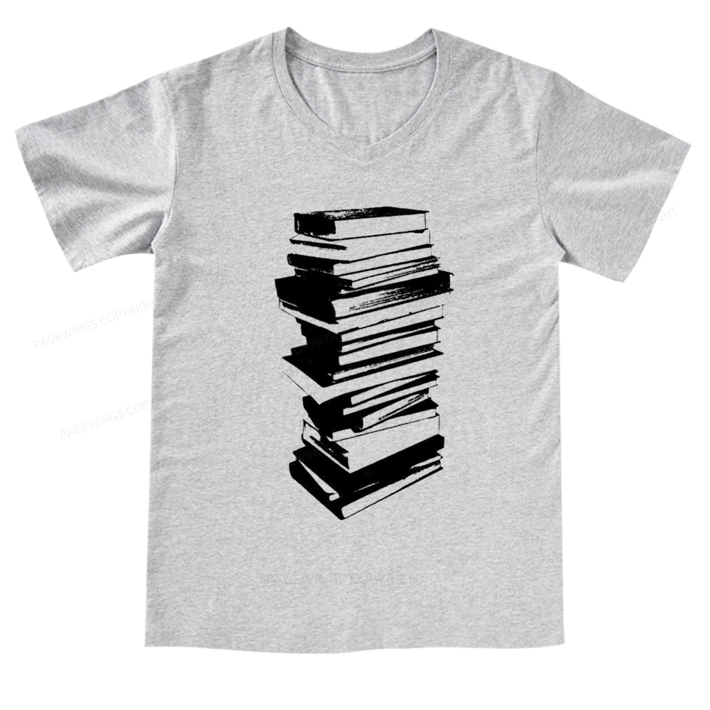 Pagewings Stack of Books V-neck T-shirt