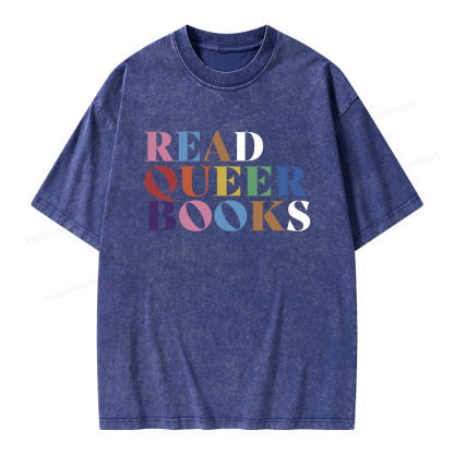 Pagewings Read Queer Books Unisex Washed T-shirt