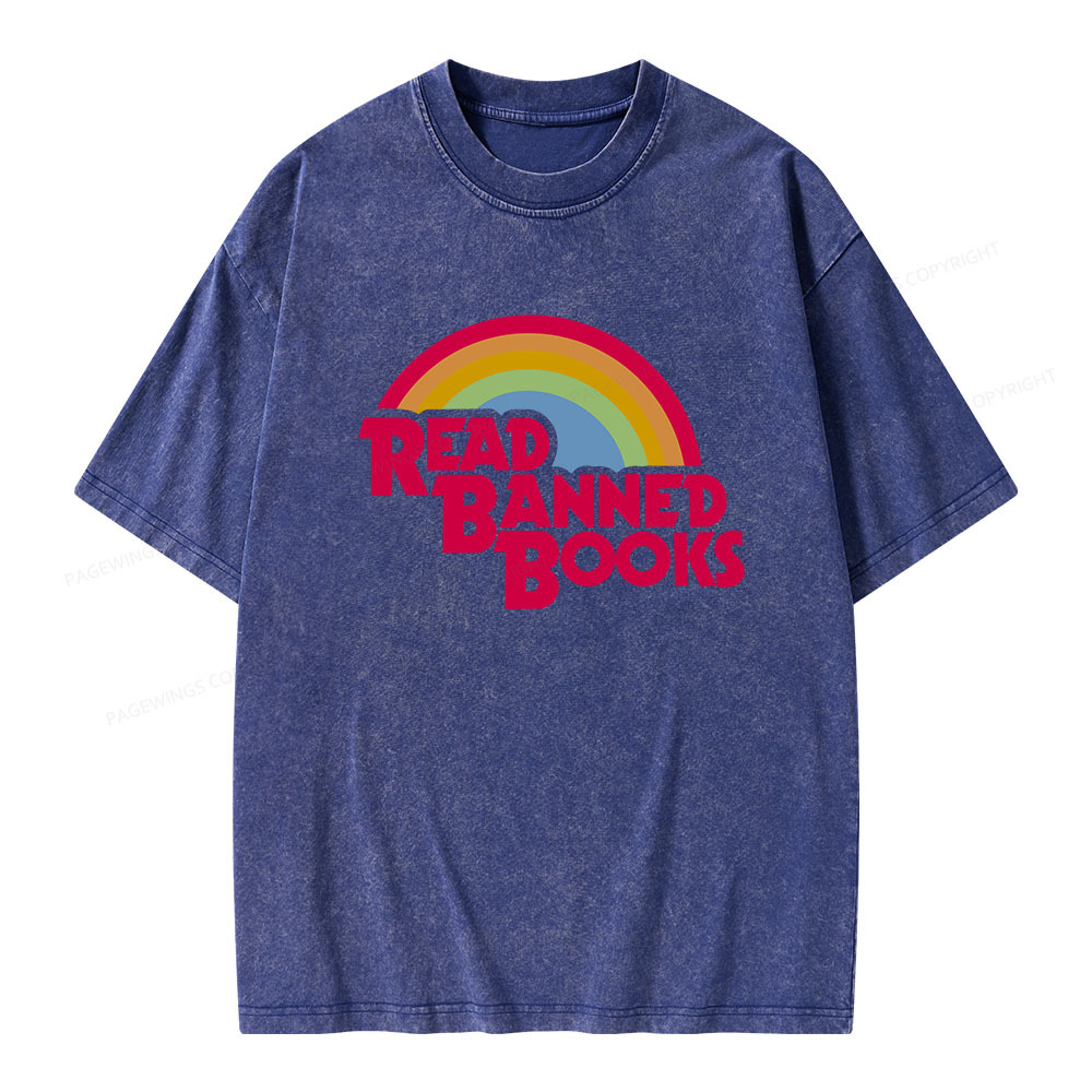 Pagewings Read Banned Books Unisex Washed T-shirt