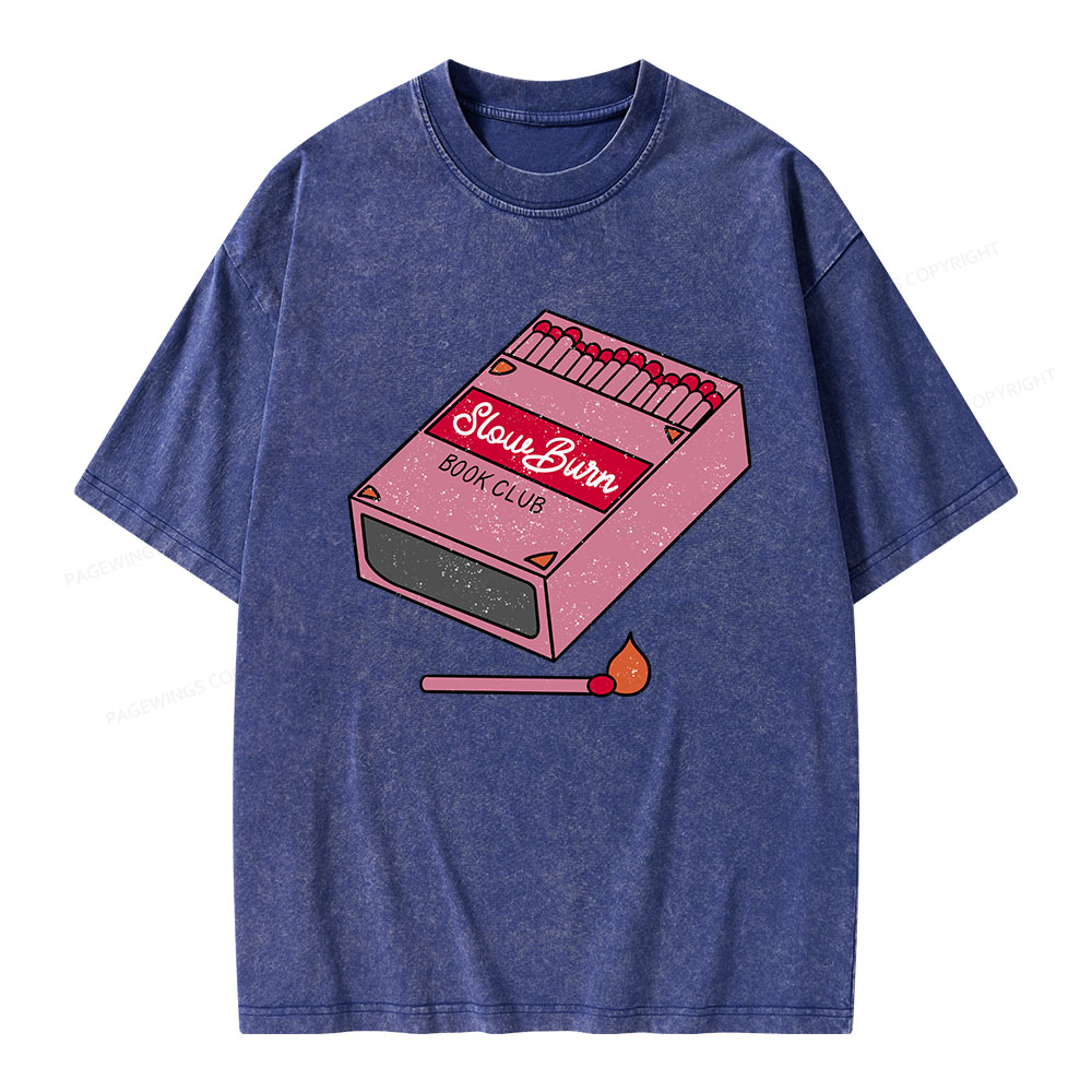 Pagewings Slow Burn Book Club Unisex Washed T-shirt