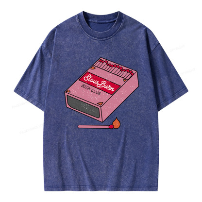 Pagewings Slow Burn Book Club Unisex Washed T-shirt