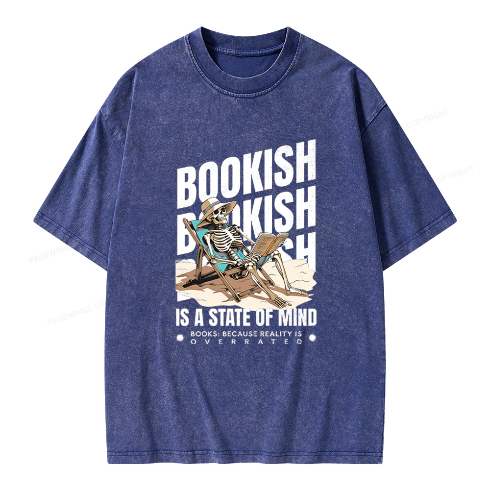 Pagewings Bookish Is A State Of Mind Unisex Washed T-shirt