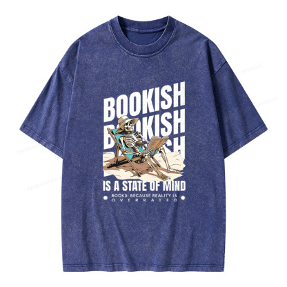 Pagewings Bookish Is A State Of Mind Unisex Washed T-shirt