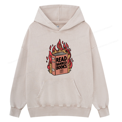 Pagewing Read Banned Books Shirt Unisex Washed Hoodie