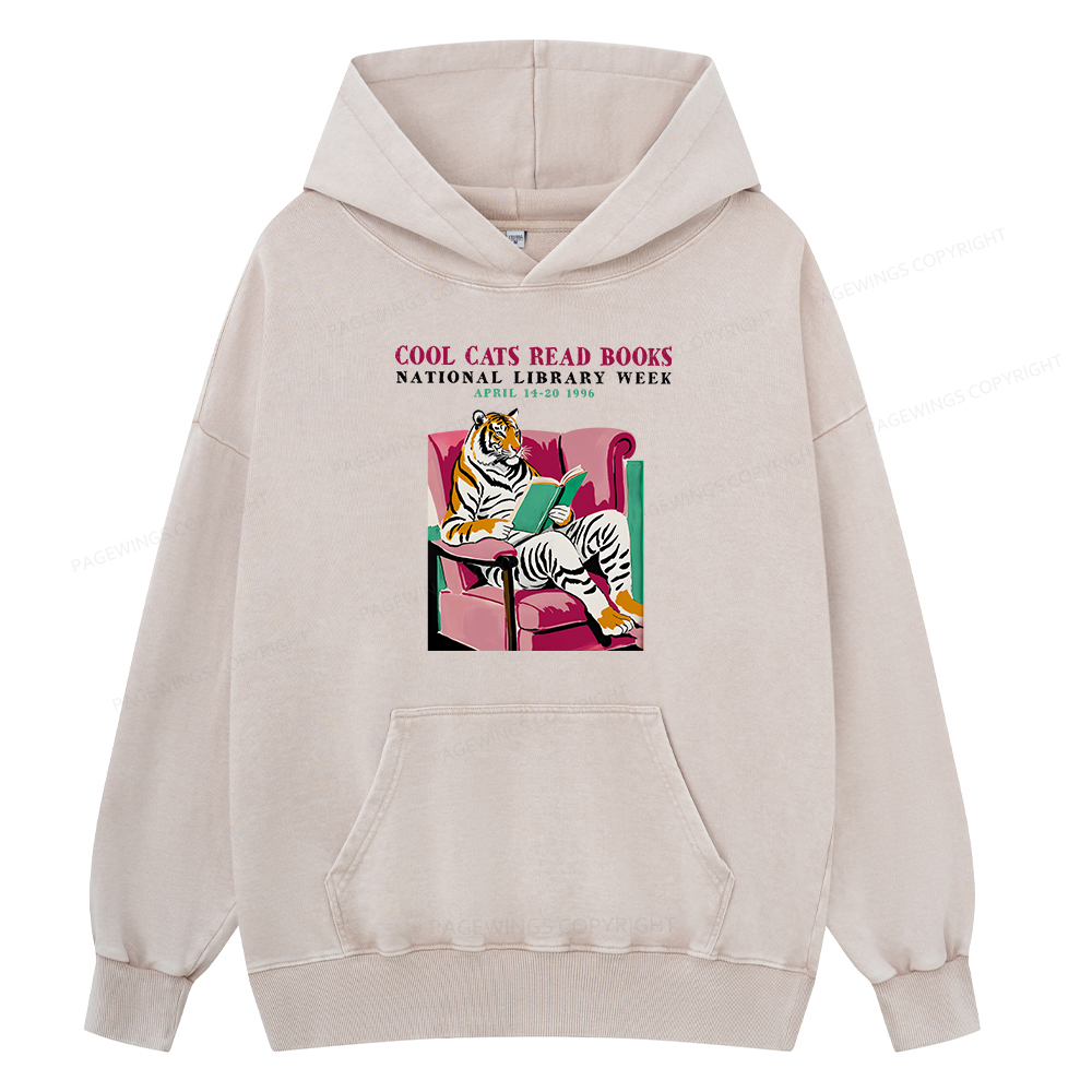 Pagewing Library Week Poster 1996 Unisex Washed Hoodie
