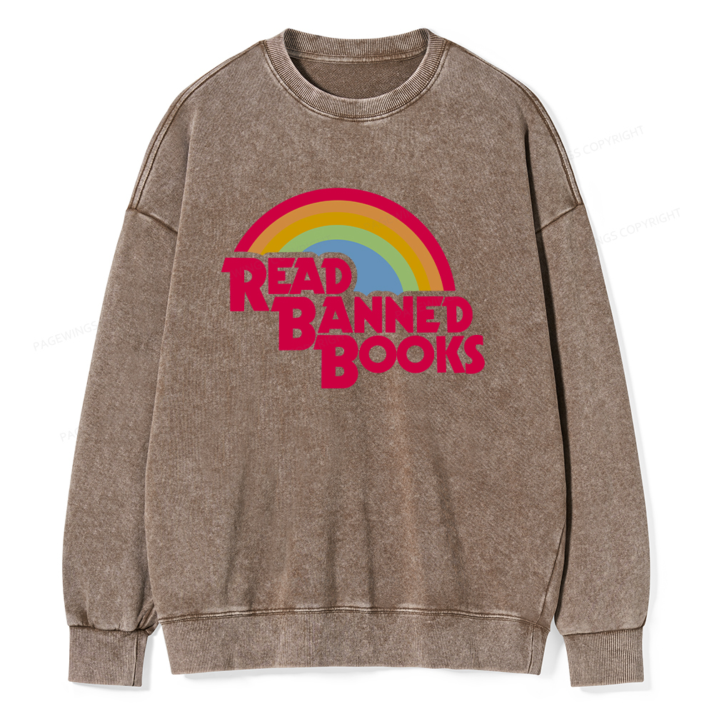Pagewings Read Banned Books Unisex Washed Sweatshirt