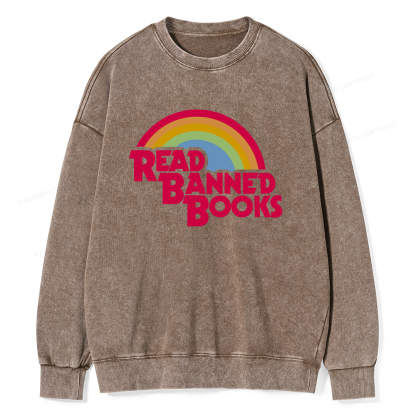 Pagewings Read Banned Books Unisex Washed Sweatshirt