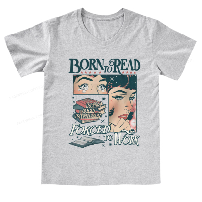Pagewings Born To Read Bookish Comfor V-neck T-shirt