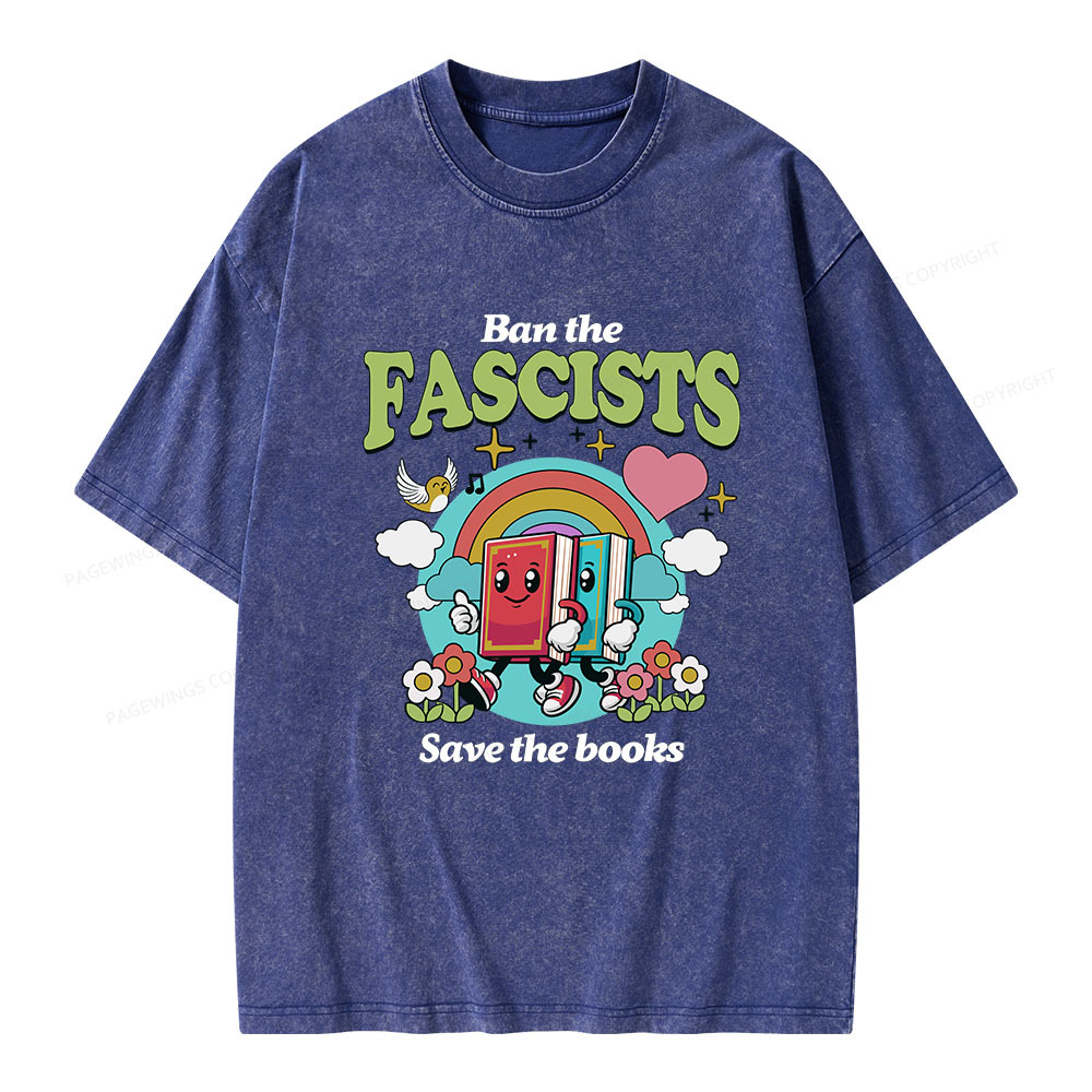 Pagewings Ban the Fascists Save the Books Unisex Washed T-shirt