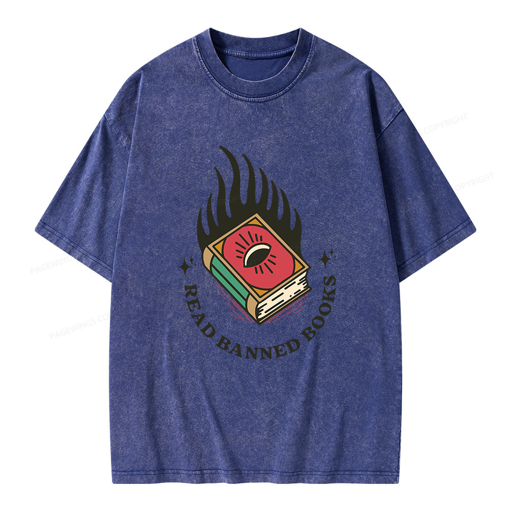Pagewings Read Banned Books Unisex Washed T-shirt