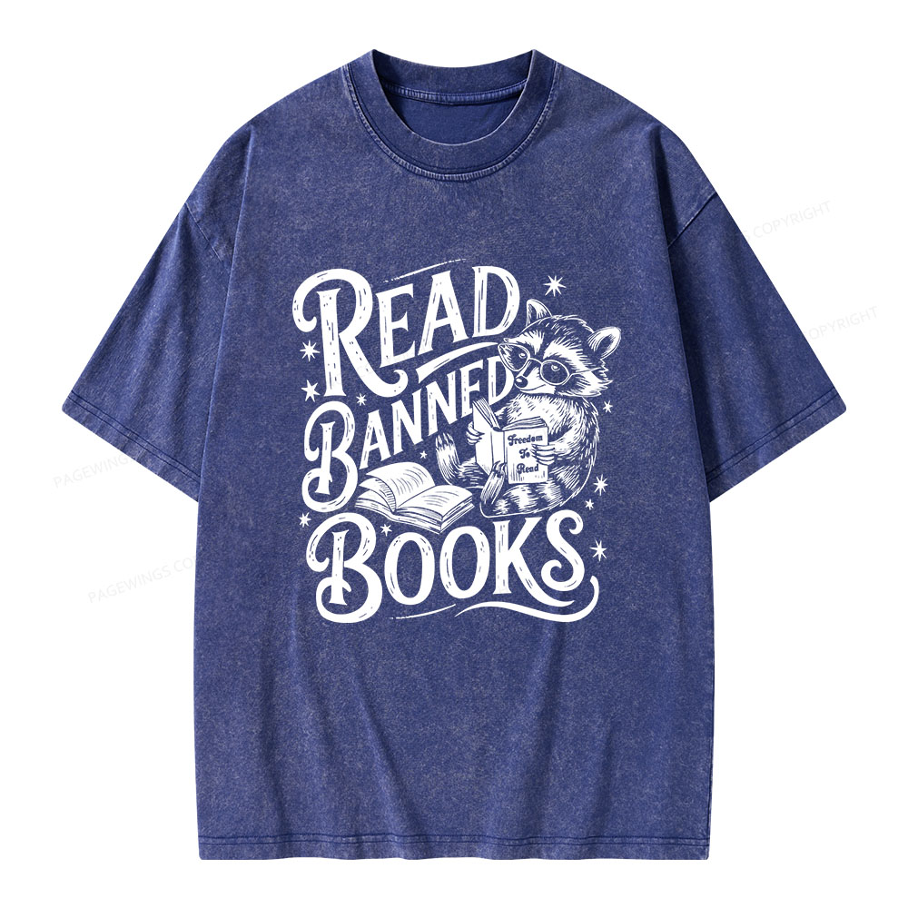 Pagewings Read Banned Books Unisex Washed T-shirt