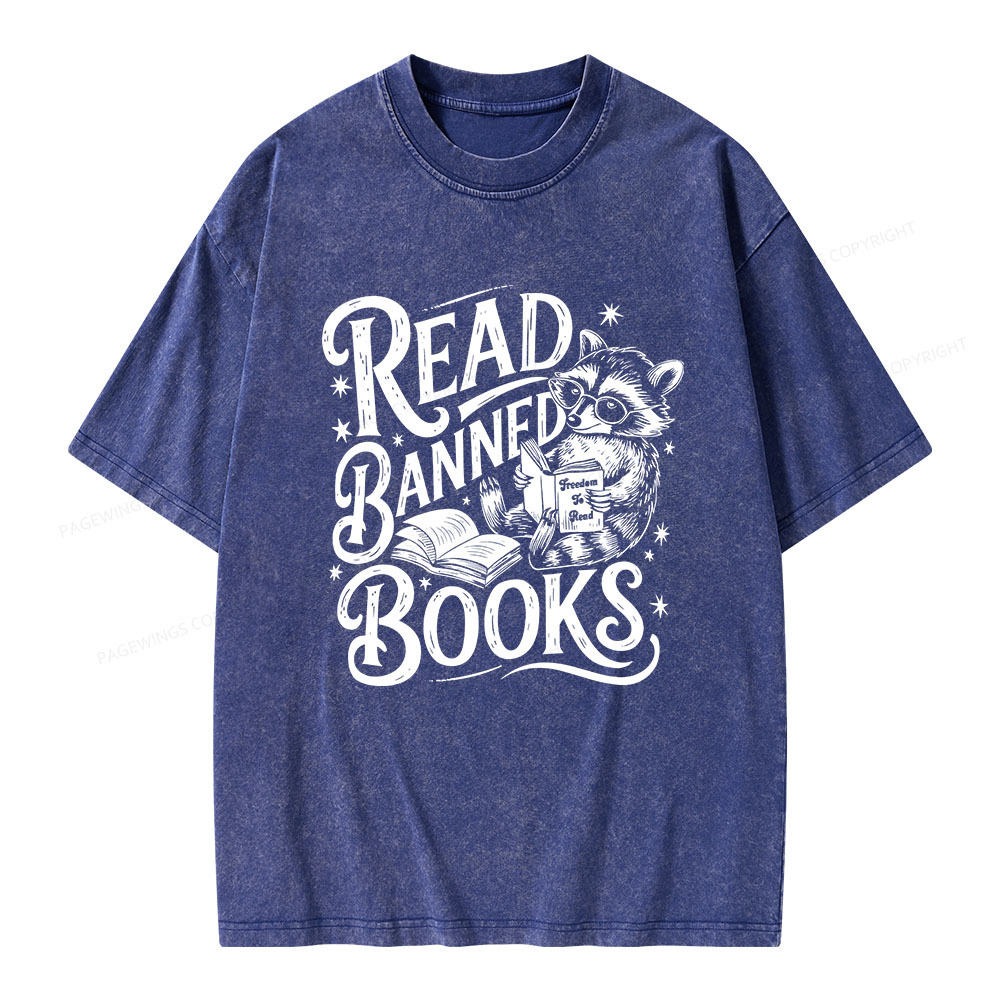 Pagewings Read Banned Books Unisex Washed T-shirt