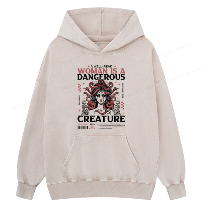 Pagewing A Well-Read Woman is A Dangerous Creature Unisex Washed Hoodie