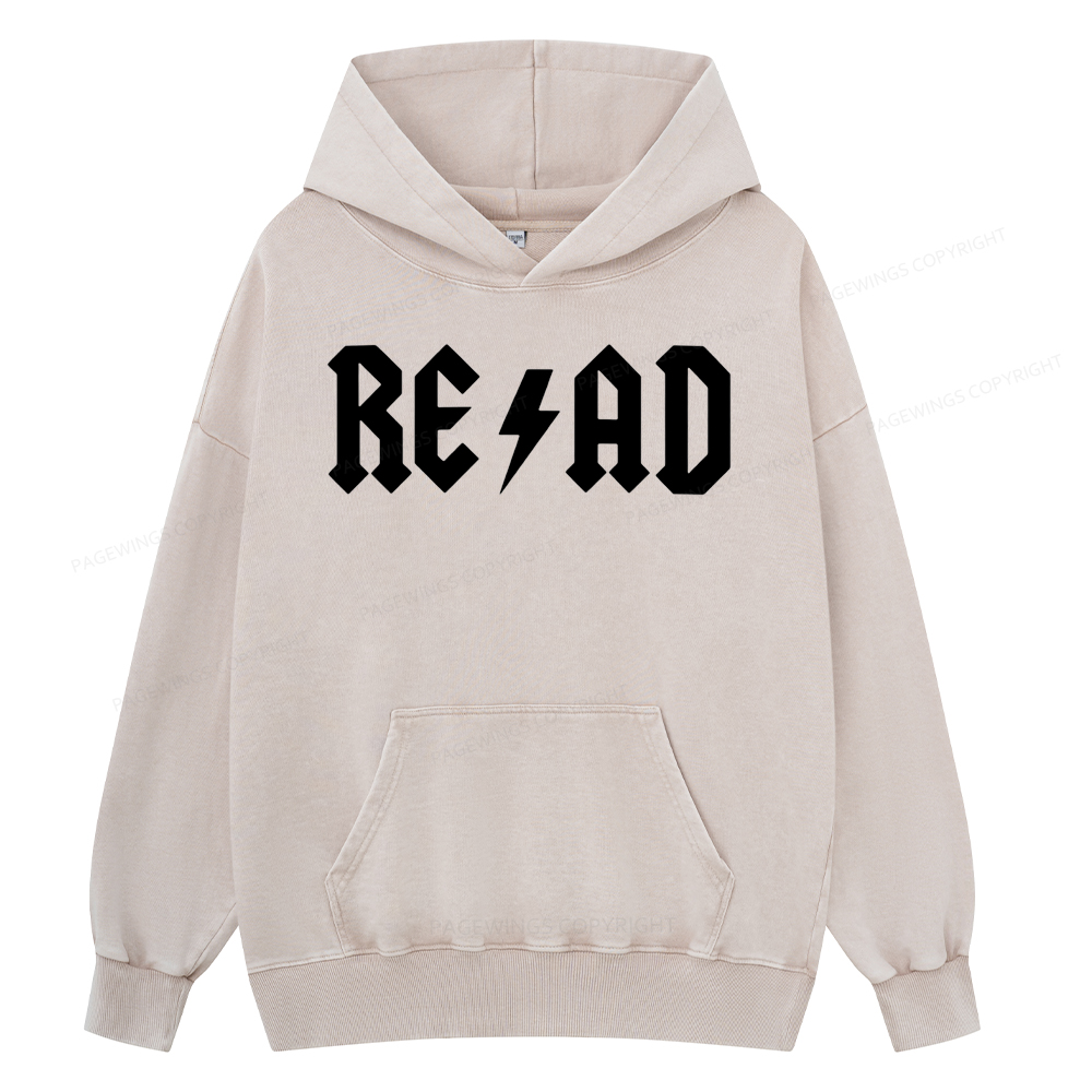 Pagewing Read Back In The Library rock And Roll Unisex Washed Hoodie