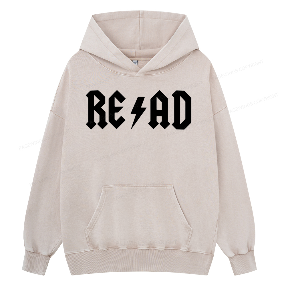 Pagewing Read Back In The Library rock And Roll Unisex Washed Hoodie