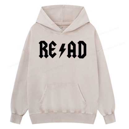 Pagewing Read Back In The Library rock And Roll Unisex Washed Hoodie