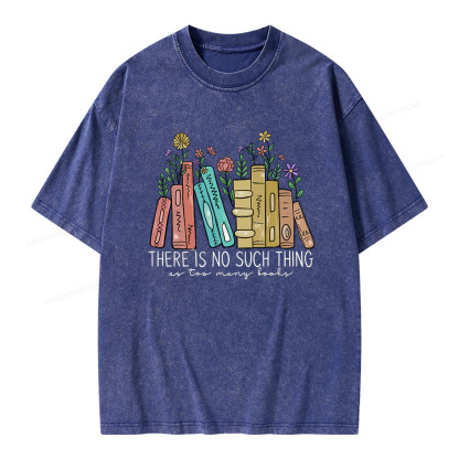 Pagewings There Is No Such Thing As Too Many Books Unisex Washed T-shirt