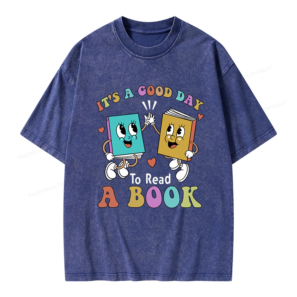 Pagewings It's A Good Day To Read A Book Unisex Washed T-shirt