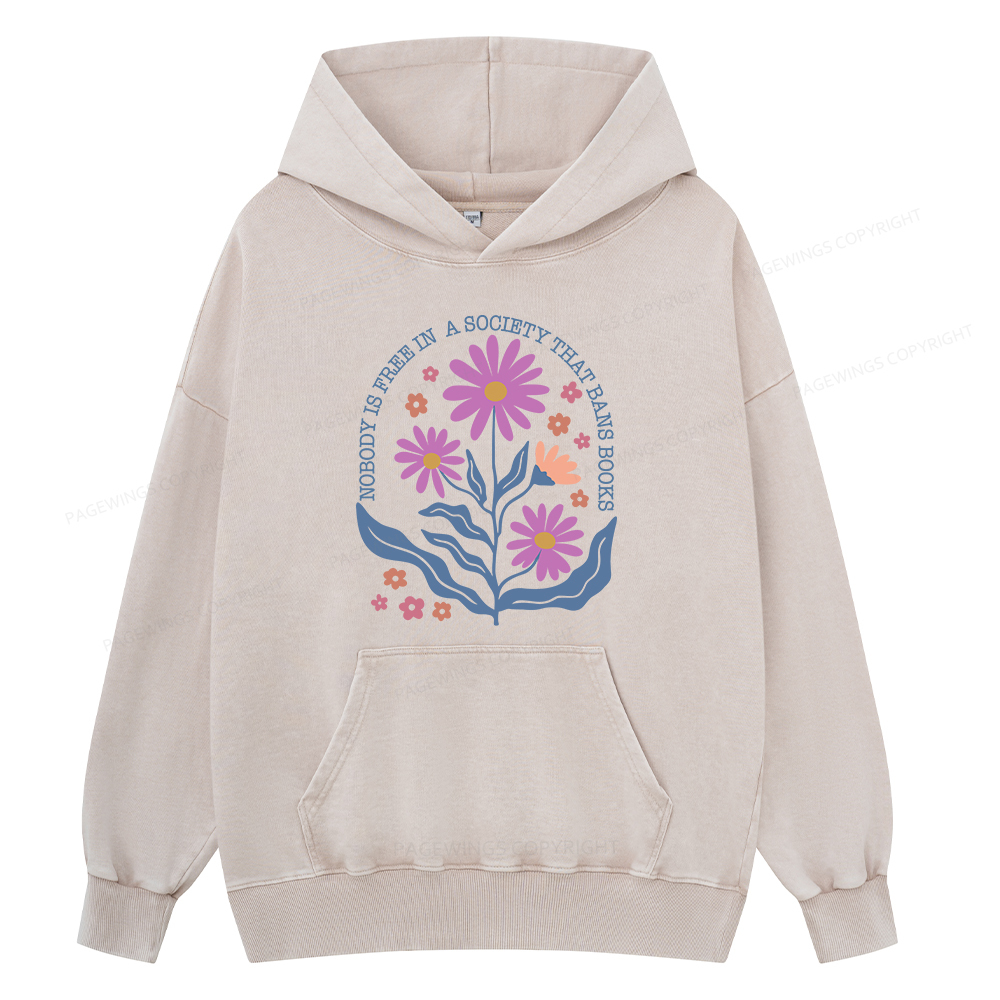 Pagewing Read Banned Books Shirt Social Justice Gift Unisex Washed Hoodie