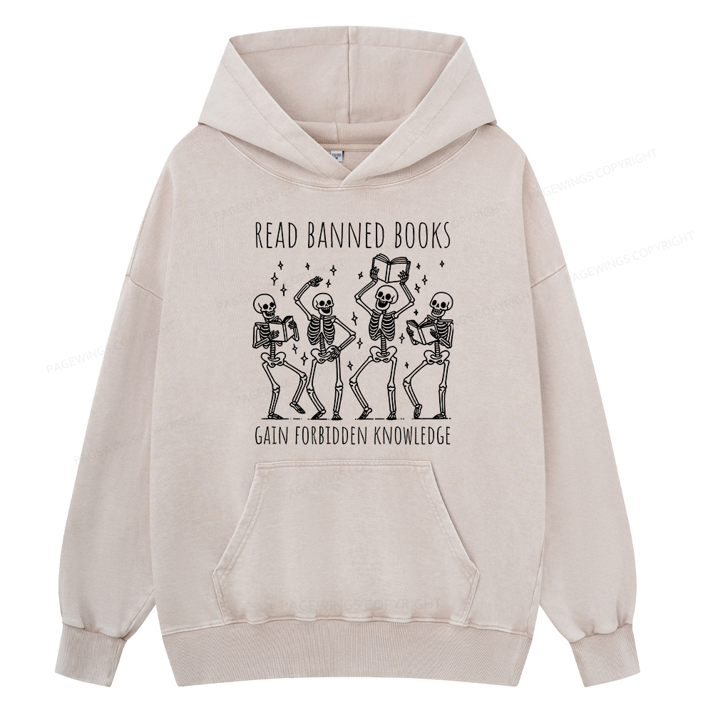 Pagewing Reading Books Tee Book Lover Gift Unisex Washed Hoodie