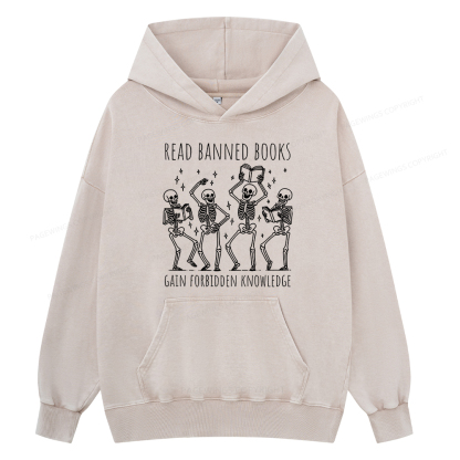 Pagewing Reading Books Tee Book Lover Gift Unisex Washed Hoodie
