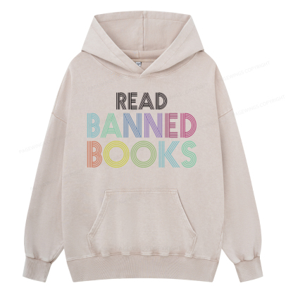 Pagewing Read Banned Books Shirt, Social Justice Gift Unisex Washed Hoodie