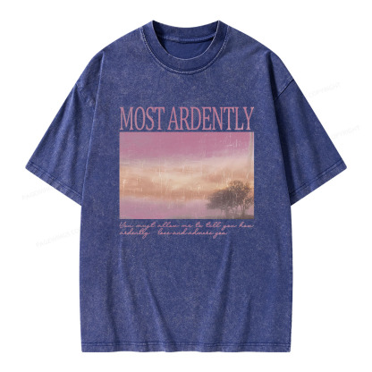 Pagewings Most Ardently Book Lover Unisex Washed T-shirt