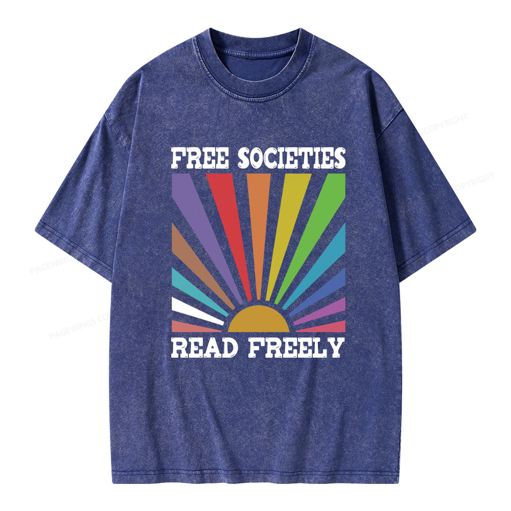 Pagewings Free Societies Read Freely Unisex Washed T-shirt