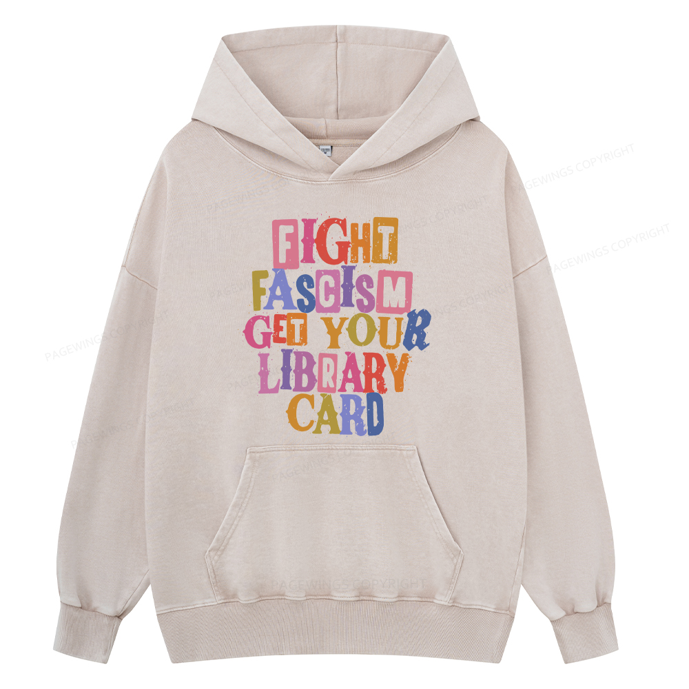 Pagewing Get Your Library Card Unisex Washed Hoodie