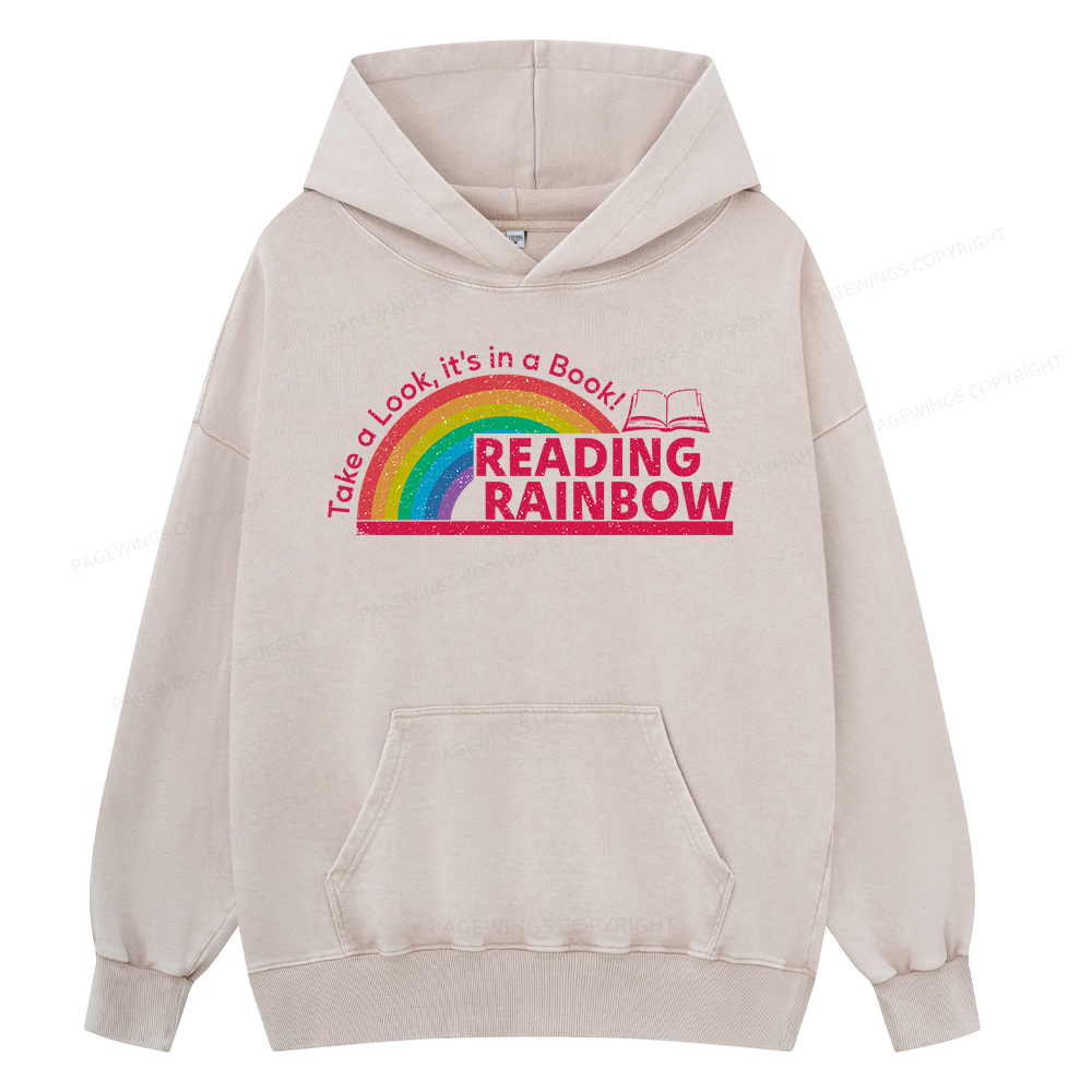 Pagewing Reading Rainbow Unisex Washed Hoodie