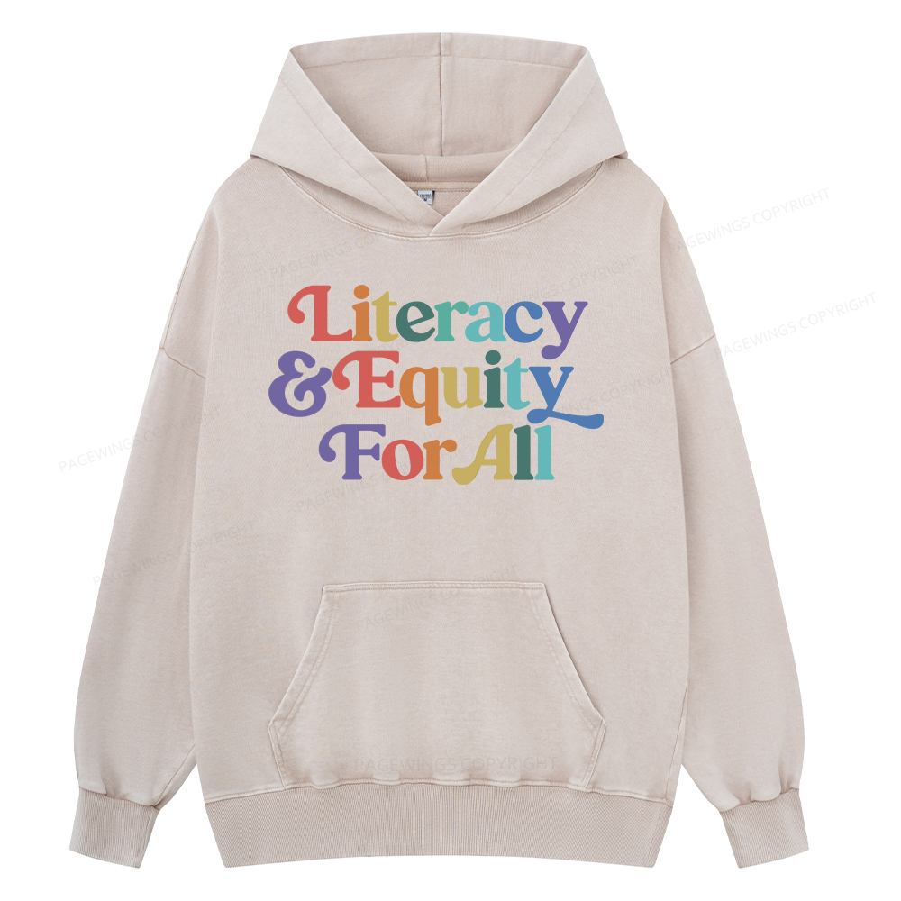 Pagewing Literacy & Equity For All Unisex Washed Hoodie