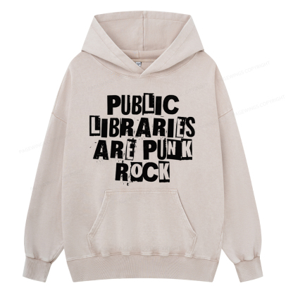 Pagewing Public Libraries Are Punk Rock Unisex Washed Hoodie