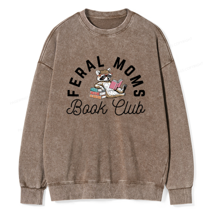 Pagewings Feral Moms Book Club Unisex Washed Sweatshirt
