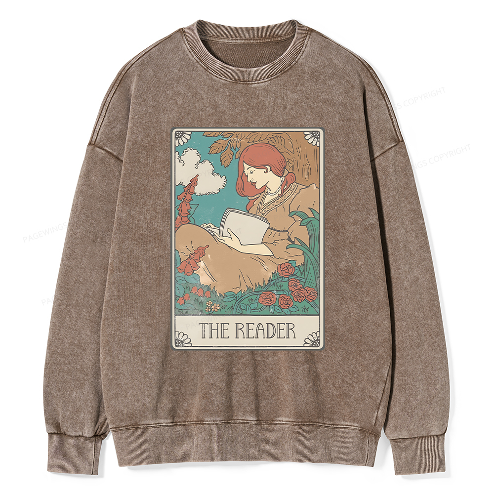 Pagewings Bookish Tarot Card Comfort Colors Unisex Washed Sweatshirt