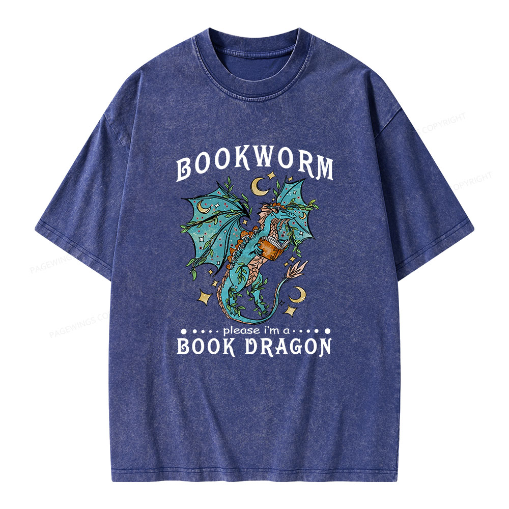 Pagewings Bookworm, please I'm a Book Dragon Unisex Washed T-shirt