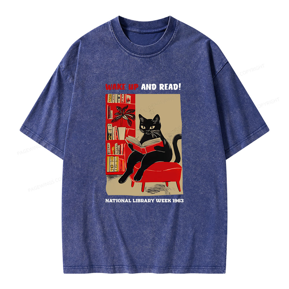 Pagewings Wake Up and Read Unisex Washed T-shirt