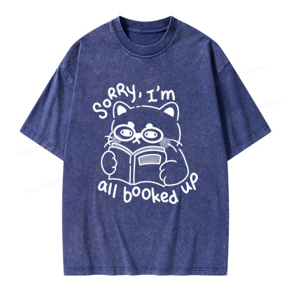Pagewings Sorry I'm All Booked Up Unisex Washed T-shirt