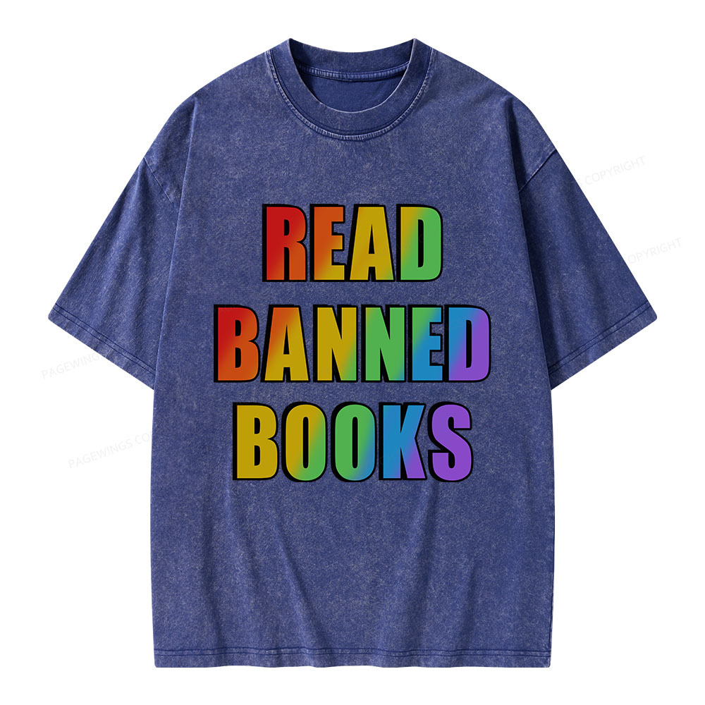 Pagewings Read Banned Books Unisex Washed T-shirt