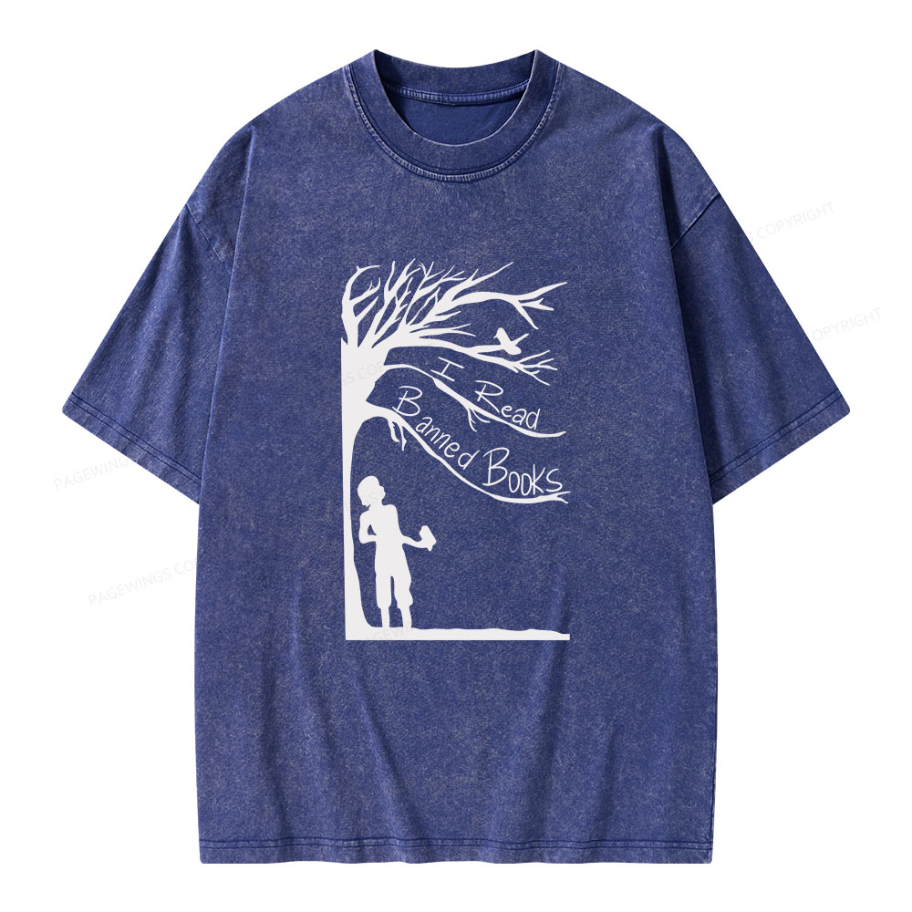 Pagewings I Read Banned Books Unisex Washed T-shirt