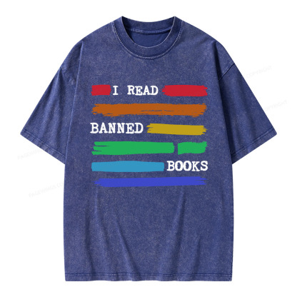 Pagewings I Read Banned Books Unisex Washed T-shirt