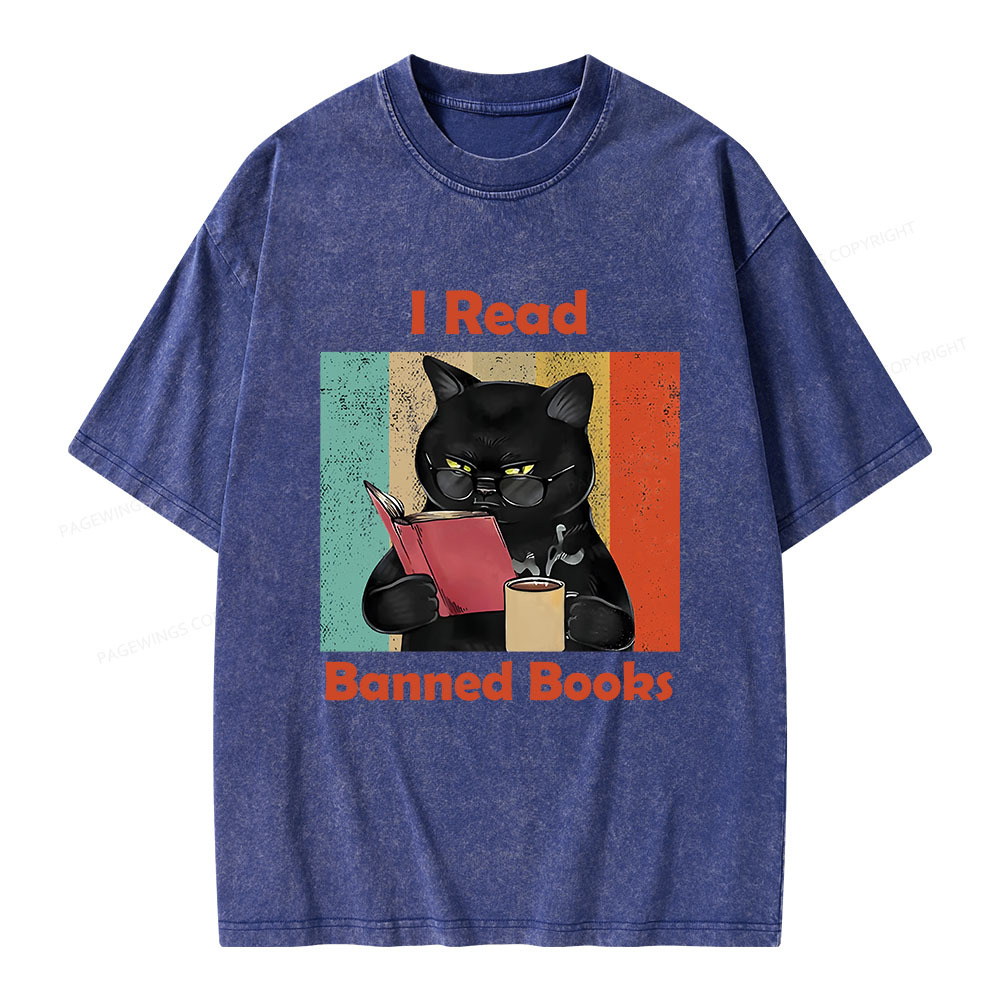 Pagewings I Read Banned Books Unisex Washed T-shirt