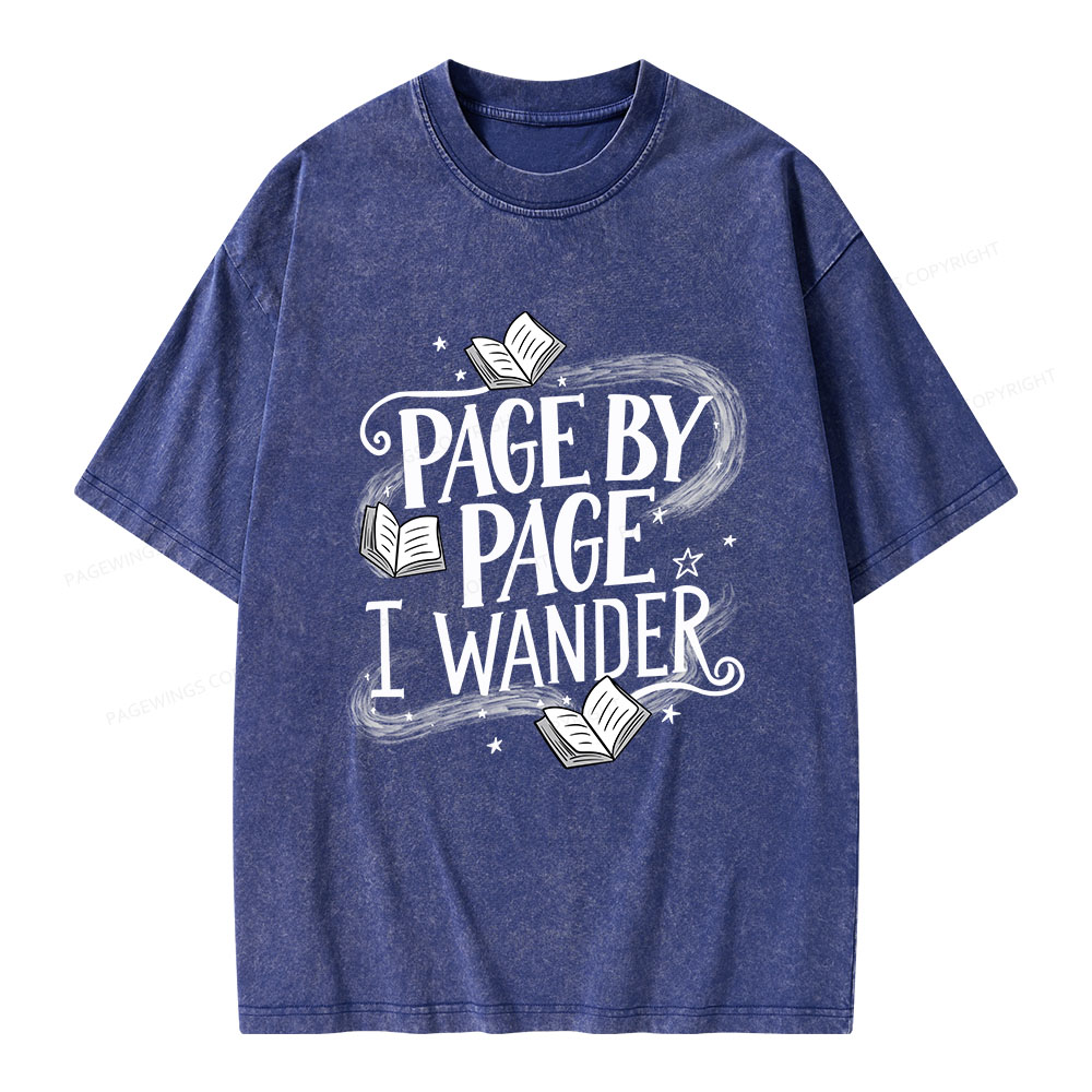 Pagewings Page By Page I Wander Unisex Washed T-shirt