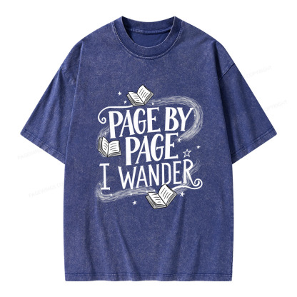 Pagewings Page By Page I Wander Unisex Washed T-shirt