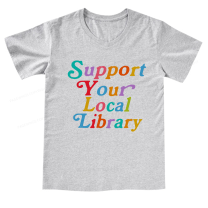 Pagewings Support Your Local Library V-neck T-shirt