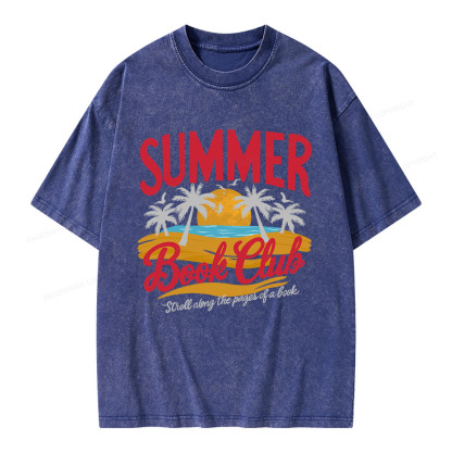 Pagewings Summer Book Club Unisex Washed T-shirt