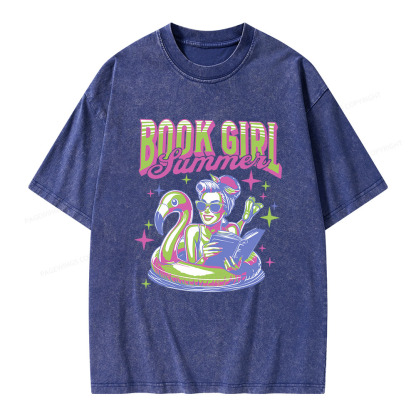 Pagewings Bookish Girl Summer Unisex Washed T-shirt