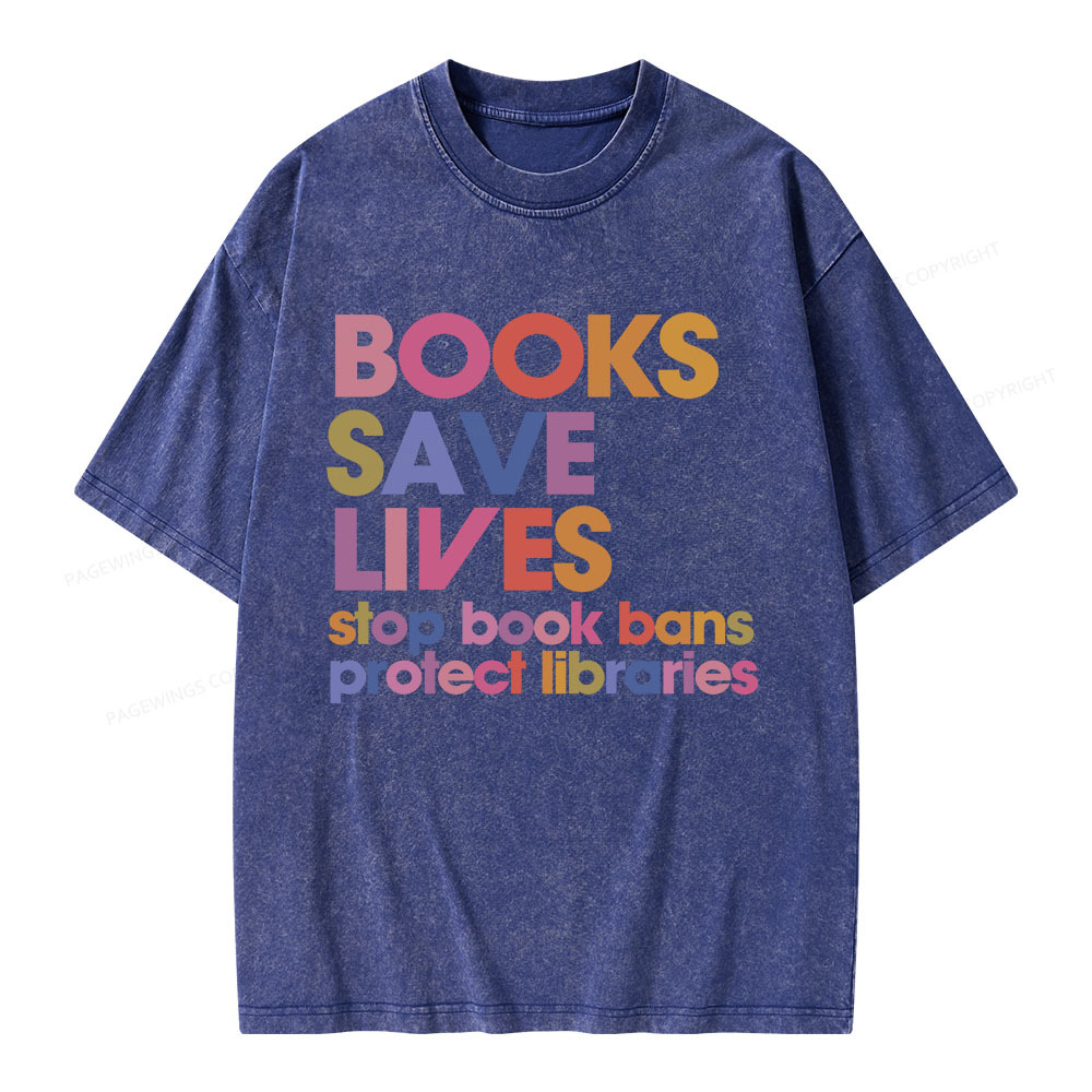 Pagewings Books Save Lives Unisex Washed T-shirt