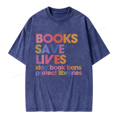 Pagewings Books Save Lives Unisex Washed T-shirt